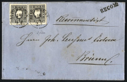 Cover 1860, Eingeschriebener Ortsbrief Von Alt-Brünn Am 16.7., Frankiert Mit Zwei 3 Kr. Schwarz Und Rückseitig 5 Kr. Rot - Other & Unclassified
