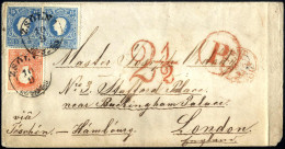 Cover 1859, Brief Von Zsolna Am 10.9. Via Teschen-Hambourg Nach London (Großbritannien), Frankiert Mit 5 Kr. Rot Und Zwe - Other & Unclassified