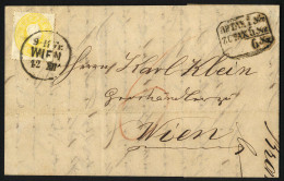 Cover 1861, Ortsbrief Von Wien, Frankiert Mit 2 Kr. Gelb, Um 1 Kr. Unterfrankiert Und Daher Mit "BFTAX 1 Kr + ZUTAX 5 Kr - Other & Unclassified