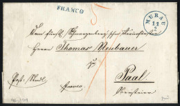Cover 1866/1867, Vier Barfrankierte Briefe Mit Verschiedenen "FRANCO" Stempeln, Einer Ohne Gebührenanschreibung, Einer M - Other & Unclassified