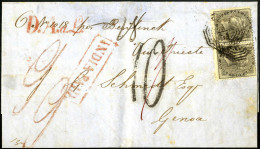 Cover 1857, Zwei Briefe Aus Calcutta über Triest Nach Genua (Sardinien), Beide Forwardet By Gillander, Mit "INDIA PAID"  - Autres & Non Classés