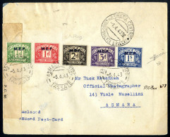 Cover 1943, Lettera Non Affrancata E Censurata Del 1.4.1943 Da Asmara Per Città, Tassata In Arrivo Il 5.4. Con La Serie  - British Occ. MEF