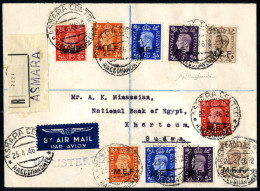 Cover 1946, Raccomandata Di Posta Aerea Del 25.4.1946 Da Asmara A Karthoum (Sudan), Affrancata Con 2x1 P. Rosso + 2 P. A - British Occ. MEF