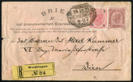 Cover 1894, WEIDLINGAU 24/10/94, Schraffstempel Reko-Rohrpostkuvert Mit 5 Kr. Werteindruck Und Vs. 5 Kr. + Rs. 5(2) Zusa - Autres & Non Classés