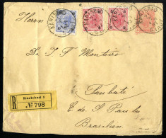 Cover 1897, Karlsbad, Rekommandierter 5 Kr. Gs.-Umschlag Mit 5(2) + 10 Kr. + Rs. 2(3)+ 3(3) Kr. Zusatzfrankatur, Gesende - Autres & Non Classés