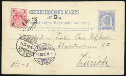 Cover 1898, WIEN WESTBAHNHOF 12/3, Einkreisstempel Auf Mit 5 Kr.frankierter Rohrpostkarte Mit 10 Kr. Werteindruck Und Hä - Autres & Non Classés