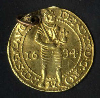 Ferdinand II 1619-37, Dukat, 1634 Deventer, Gold, Fein 4 Gr., Gehenkelt, Ss - Other & Unclassified