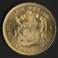 100 Pesos, 1953, Gold, Fein 18,3 Gr., Y 49a, KM 175, Stfr. - Cile