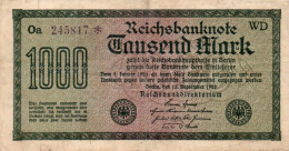 GERMANY -  1000 MARK 1922   Wor:P-76d.2.WD, Ros:R-75k.WD   Filigran - Kreuzblüten - 1000 Mark