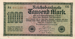 GERMANY -  1000 MARK 1922 -   Wor:P-76b.OE.4, Ros:R-75d.OE.4     Filigran - Dornen - 1000 Mark