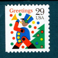 319407831 1993 SCOTT 2795 (XX) - POSTFRIS MINT NEVER HINGED  -  CHRISTMAS TOY SOLDIER BLOWING HORN LEFT IMPERF - Ongebruikt