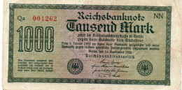 GERMANY -  1000 MARK 1922 -   Wor:P-76g.2.NN, Ros:R-75q.NN     Filigran -  Wellen - 1000 Mark
