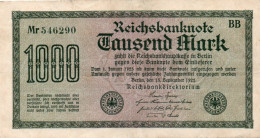 GERMANY -  1000 MARK 1922 - Wor:P-76a.1.BB, Ros:R-75a.BB     Filigran - Hakensterne - 1000 Mark