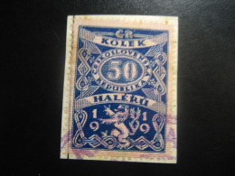 50 Haleru 1919 Kolek On Piece Tax CZECHOSLOVAKIA Revenue Postage Due Official Fiscal - Portomarken
