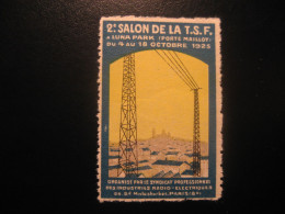 PARIS 1925 TSF Salon Radio Electriques Electricity Electrique Physics Poster Stamp Vignette FRANCE Label - Physics