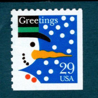 859479133 1993 SCOTT 2796 (XX) - POSTFRIS - MINT NEVER HINGED  -  CHRISTMAS SNOWMAN RIGHT & UNDER IMPERFORATED - Ongebruikt