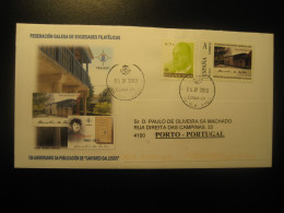 VIGO Pontevedra 2013 Ao De Rosalia De Castro Literature Tu Sello Private Stamp Cancel Cover SPAIN To Porto Portugal - Covers & Documents