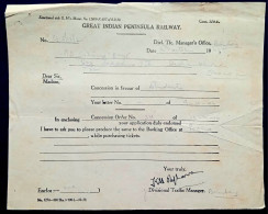 BRITISH INDIA 1946, GREAT INDIA PENINSULA RAILWAY DOCUMENT, DIVISIONAL TRAFFIC MANAGER SIGNED. - Other & Unclassified