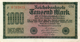 GERMANY -  1000 MARK 1922 -  Wor:P-76g.2.OM, Ros:R-75q.OM   Filigran - : Wellen - 1000 Mark