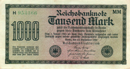 GERMANY -  1000 MARK 1922 -  Wor:P-76h.2.MM.1, Ros:R-75f.MM.1    Filigran - Vielecke - 1000 Mark