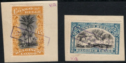 O 1910, Group Of 2 Stamps On Fragment, 15c Ochre Mols Bilingual 1910 Issue With Boxed Overprinted "TAXES" In Violet And  - Altri & Non Classificati