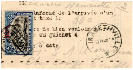✉ 1925, Belgian Congo, Notice Form Of Elisabethville July 30, 1925 About An Envelope Taxed At 50c, With Demand To Take T - Altri & Non Classificati