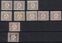 **/* 1923, Belgian Congo, Shades Study Lot Of 10 (mint) Stamps Of 10c Postage Due Stamp Of 1923 Issue, 4 Different Shade - Altri & Non Classificati