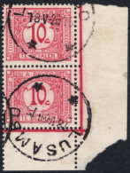 O 1926, Belgian Congo, 10c Carmine Postage Due Stamp Of The 1923 Issue, In Vertical Pair With Sheet Corner, Tied By "LUS - Altri & Non Classificati