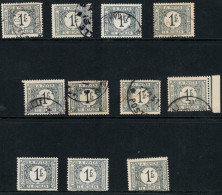 */o 1923, Belgian Congo Shades Study Of 8 (used) And 3 (mint) Stamps Of 1fr Postage Due Stamp Of 1923 Issue, Showing Int - Altri & Non Classificati