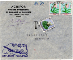 ✉ 1955, Belgian Congo, Envelope Franked With 50c (2x) Flowers Issue, Sent From Matadi February 19, 1955 To Leopoldville  - Altri & Non Classificati