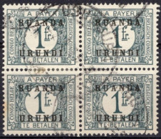 O 1933, Ruanda Urundi, 1fr Grey Belgian Congo Postage Due Stamp Of The 1924 Issue Overprinted "RUANDA URUNDI", In Block  - Altri & Non Classificati