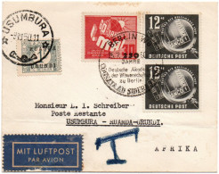 ✉ 1950, Germany DDR, Airmail Envelope Franked At 54c, Sent From Berlin July 25, 1950 To Usumbura / Ruanda Urundi In "pos - Altri & Non Classificati