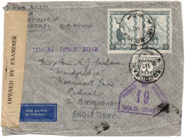 ✉ 1942, Ruanda Urundi, Airmail Envelope Franked With Horizontal Pair 5fr Natives Issue And 1fr Grey Belgian Congo Postag - Altri & Non Classificati