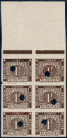 R 1fr Brown Belgian Congo Postage Due Of 1943 Issue In Block Of 6 Stamps Unperforated And Gummed, MNH (with Upper Margin - Altri & Non Classificati