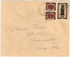 ✉ 1949, Ruanda Urundi, Envelope Franked With 50c Masks Issue And (2x) 1fr Brown (perf. 14x14 1/2) Belgian Congo Postage  - Altri & Non Classificati