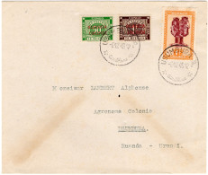 ✉ 1949, Ruanda Urundi, Envelope Franked With 1fr Masks Issue, 1fr Brown (perf. 14x14 1/2) And 50c Green (perf. 14x14 1/2 - Autres & Non Classés