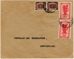 ✉ 1949, Ruanda Urundi, Envelope Franked With (2x) 25c Masks Issue And Horizontal Pair Of 1fr Brown (perf. 14x14 1/2) Bel - Autres & Non Classés