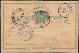 ✉ 1895, Sao Thomé, Postal Stationery At 30 Reis, Retranscription Of The Text Of A Telegraph Message Received By West Afr - Altri & Non Classificati