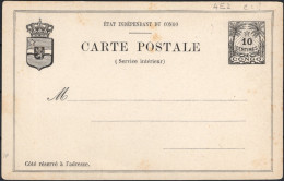 ✉ 1889, Congo Free State, Postal Stationery Stibbe #4E, Proof Card, With Words "CARTE POSTALE" Tall, With The Text "(Ser - Altri & Non Classificati