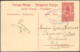 ✉ 1914, Belgian Congo Postal Stationery Stibbe #43 (view 57), Sent From Belgian Congo August 18, 1914 To Chaumont-Gistou - Altri & Non Classificati