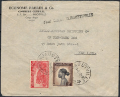 ✉ 1942, Belgian Congo, Surface Mail Envelope Franked With (1x) 1fr And (1x) 2,50fr - Palms 1942 Issue, Sent From Jadotvi - Altri & Non Classificati