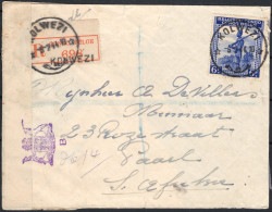 ✉ 1944, Belgian Congo, Surface Registered Mail Envelope Franked With (1x) 6fr - Palms 1942 Issue, Sent From Kolwezi Febr - Altri & Non Classificati