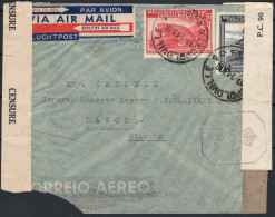 ✉ 1943, Belgian Congo, Airmail Envelope Franked With (1x) 2,50fr And (1x) 7fr - Palms 1942 Issue, Sent From Leopoldville - Altri & Non Classificati