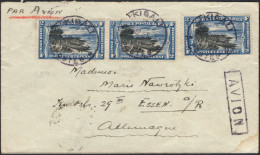 ✉ 1935, Ruanda Urundi, Imperial Airways, Airmail Envelope Franked With (3x) 2fr - Belgian Congo Airmail 1921 Issue, Sent - Autres & Non Classés