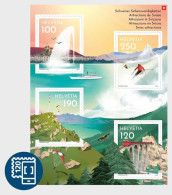 Switzerland Schweiz Suisse 2024 Swiss Attractions Landscapes Railways Sports Block MNH - Blocs & Feuillets