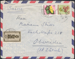 ✉ 1954, Ruanda Urundi, Airmail Envelope, Franked With (1x) 3fr, (1x) 10fr - Flowers Issue And (1x) 50c - Masks Issue, Se - Autres & Non Classés