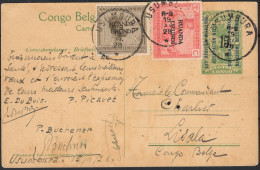 ✉ 1928, Ruanda Urundi, Postal Stationery Stibbe #17 With View 24, 15c On 5c Uprated With (1x) 15c And (1x) 30c - Vloors, - Autres & Non Classés
