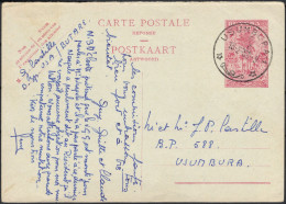 ✉ 1954, Ruanda Urundi, Postal Stationery Stibbe #34 (reply Card), 1,40fr Palms, Sent From Usumbura-1E February 13, 1959  - Autres & Non Classés