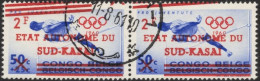 O 50c+25c Blue - Rome Olympic Game Belgian Congo Issue, With Double Surcharge "2fr Etat Autonome Du SUD-KASAI" With One  - Sud-Kasaï