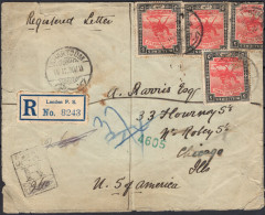 ✉ 1907, Sudan, Registered Envelope Franked With (4x) 5m Scarlet And Black - Camel Postman Issue (S.G. 23 - Stamps With D - Sudan (...-1951)
